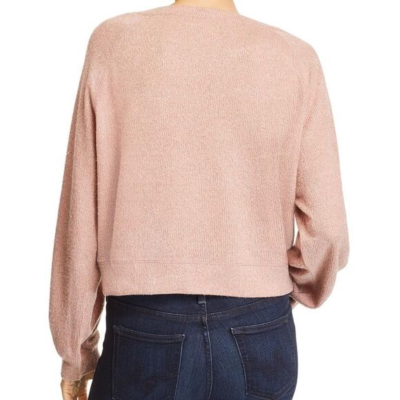 Band of Gypsies Dusty Rose Boat Neck Lightweight Chenille Ribbed Trim Sweater - Picture 3 of 3